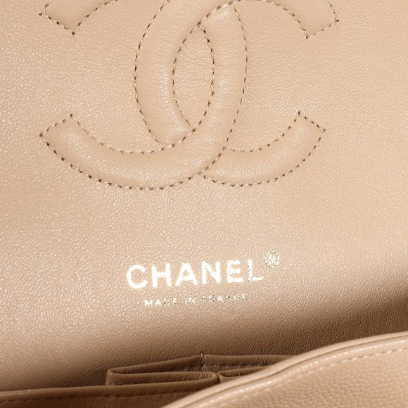 Chanel Beige Quilted Caviar Classic Medium Double Flap Bag - Picture 9 of 9